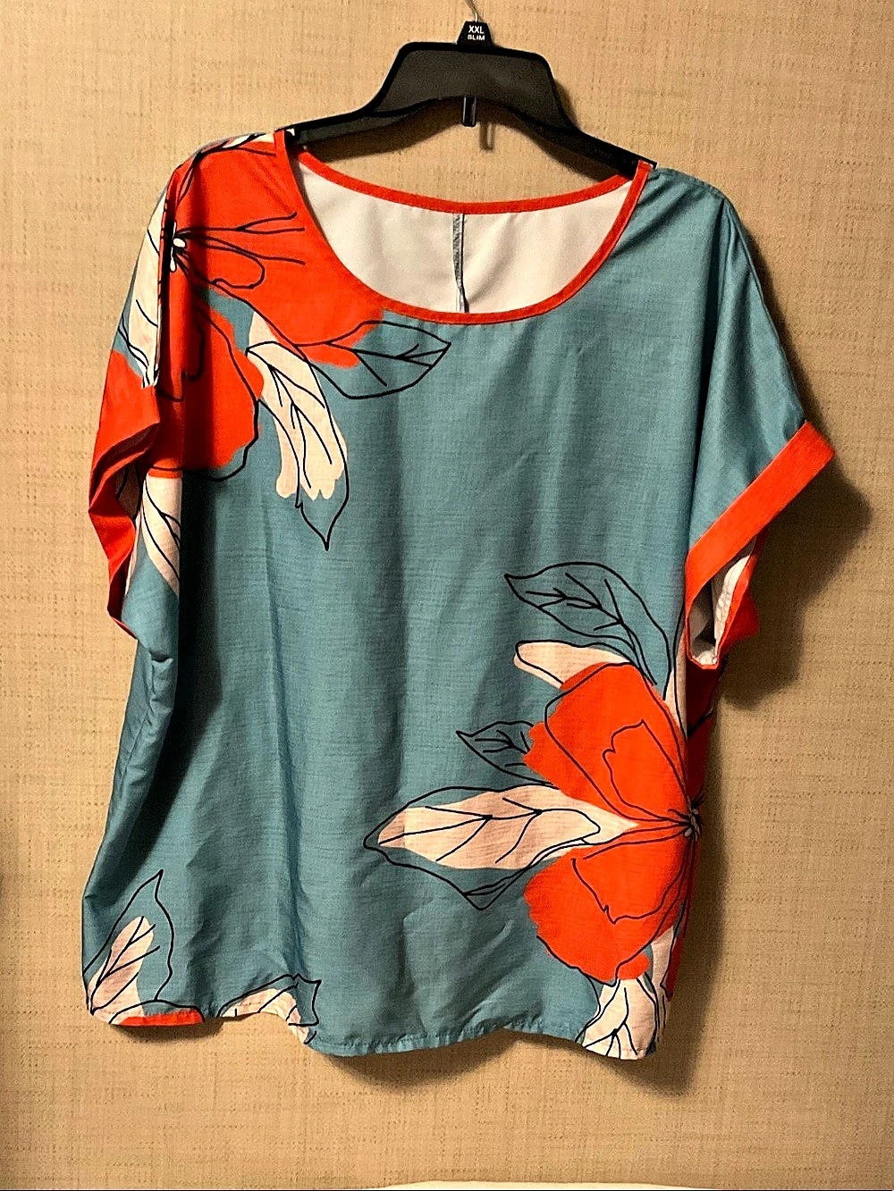 Lands' End Floral Tunic in Blue & Orange Size 2XL Like New